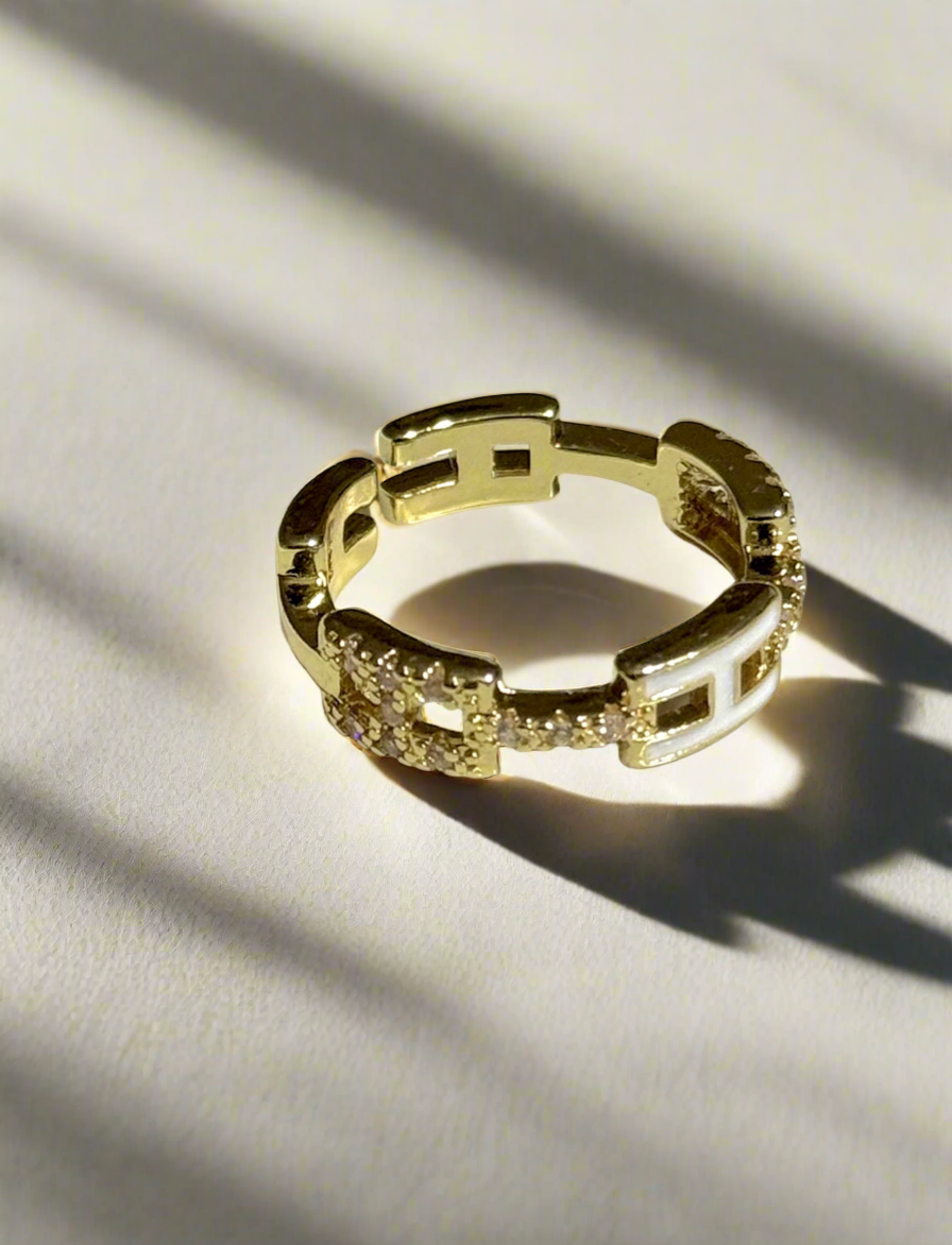 H Adjustable Ring (Tarnish Free)