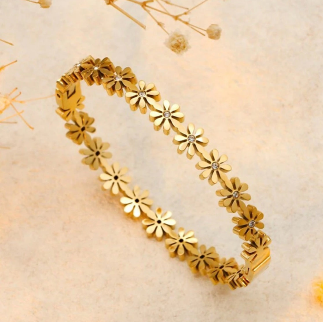 Daisy Bangle (18K Plated, Tarnish Free)