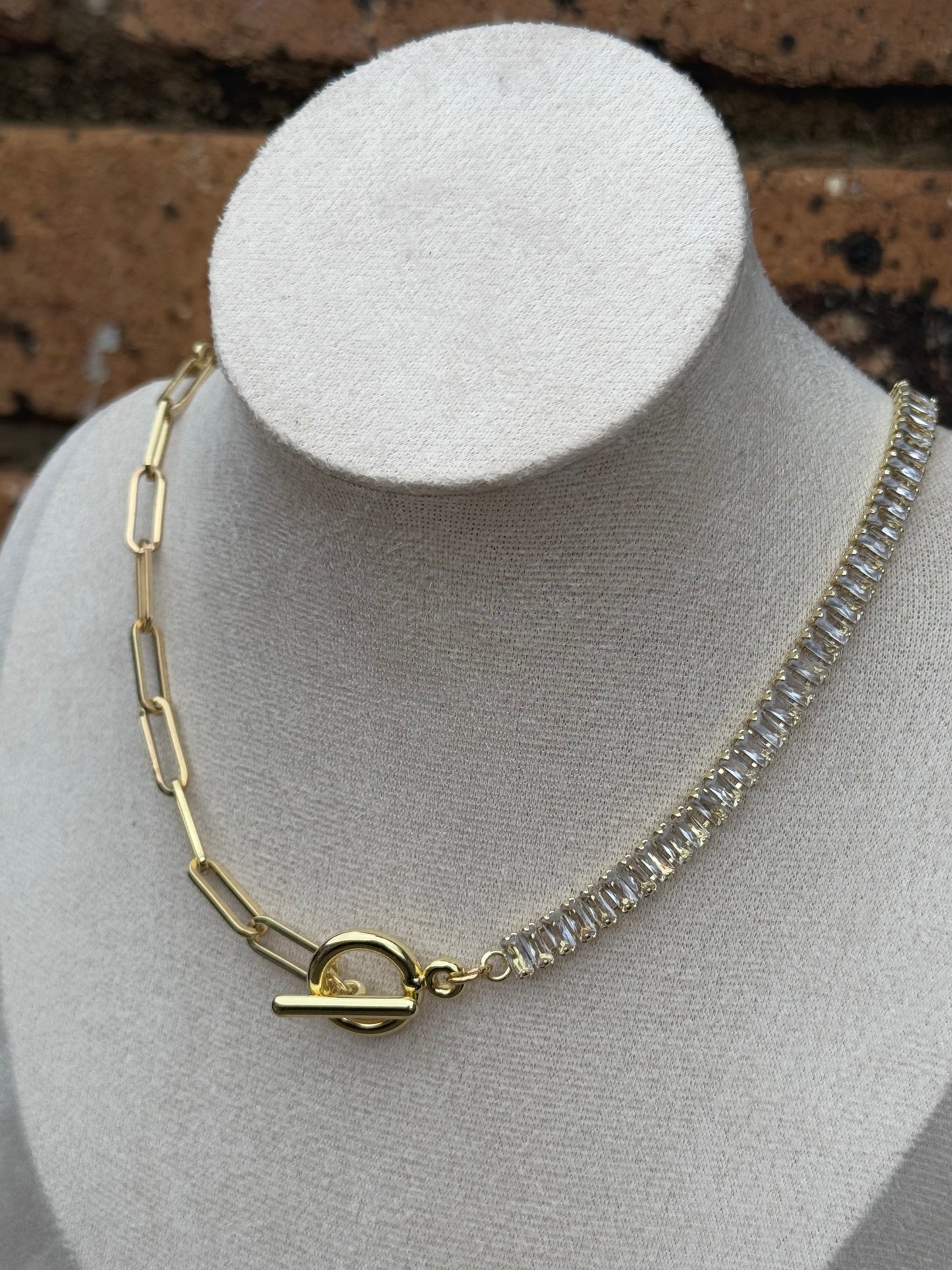 Silver Half and Half Necklace (18K Plated, Tarnish Free)
