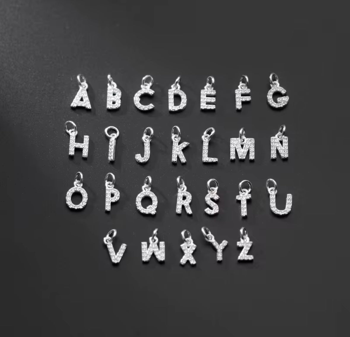 Silver Encrusted Letter Charms