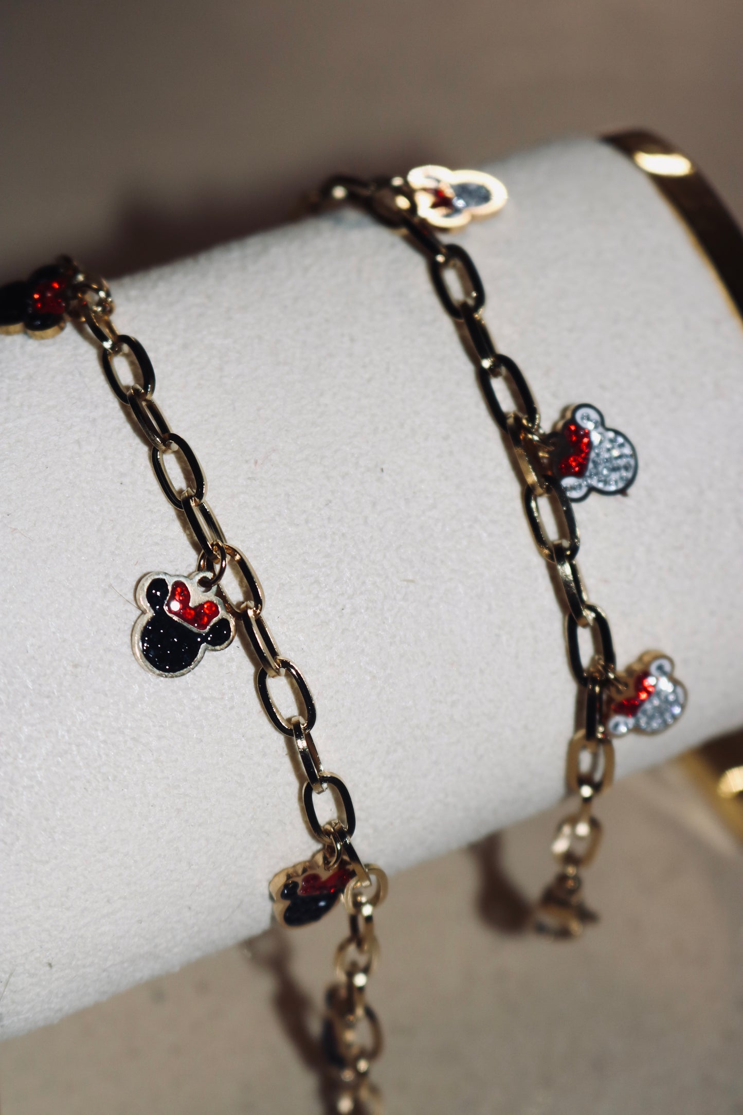 Minnie Mouse Charm Bracelet (Tarnish Free)