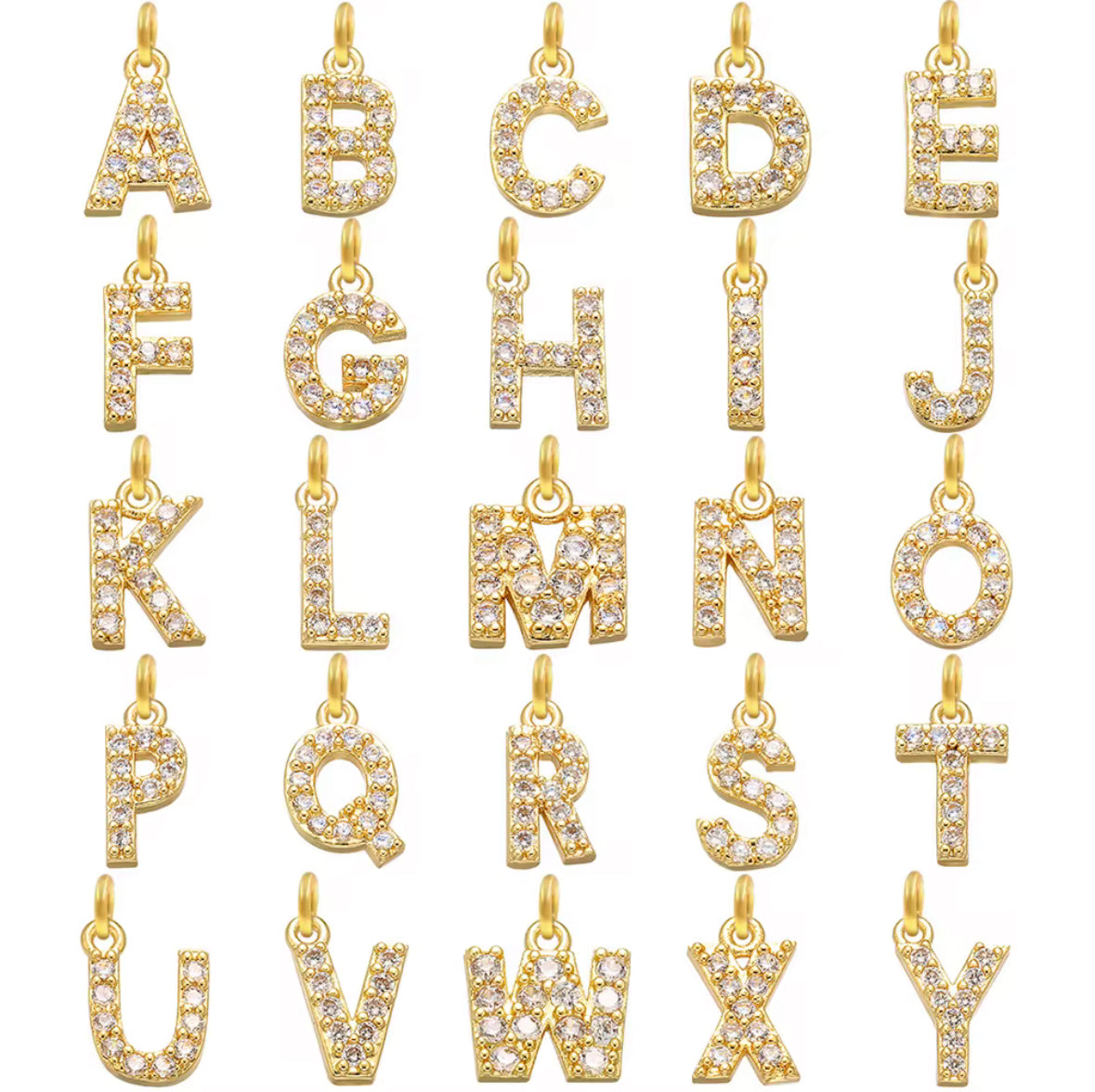 Gold Encrusted Letter Charms