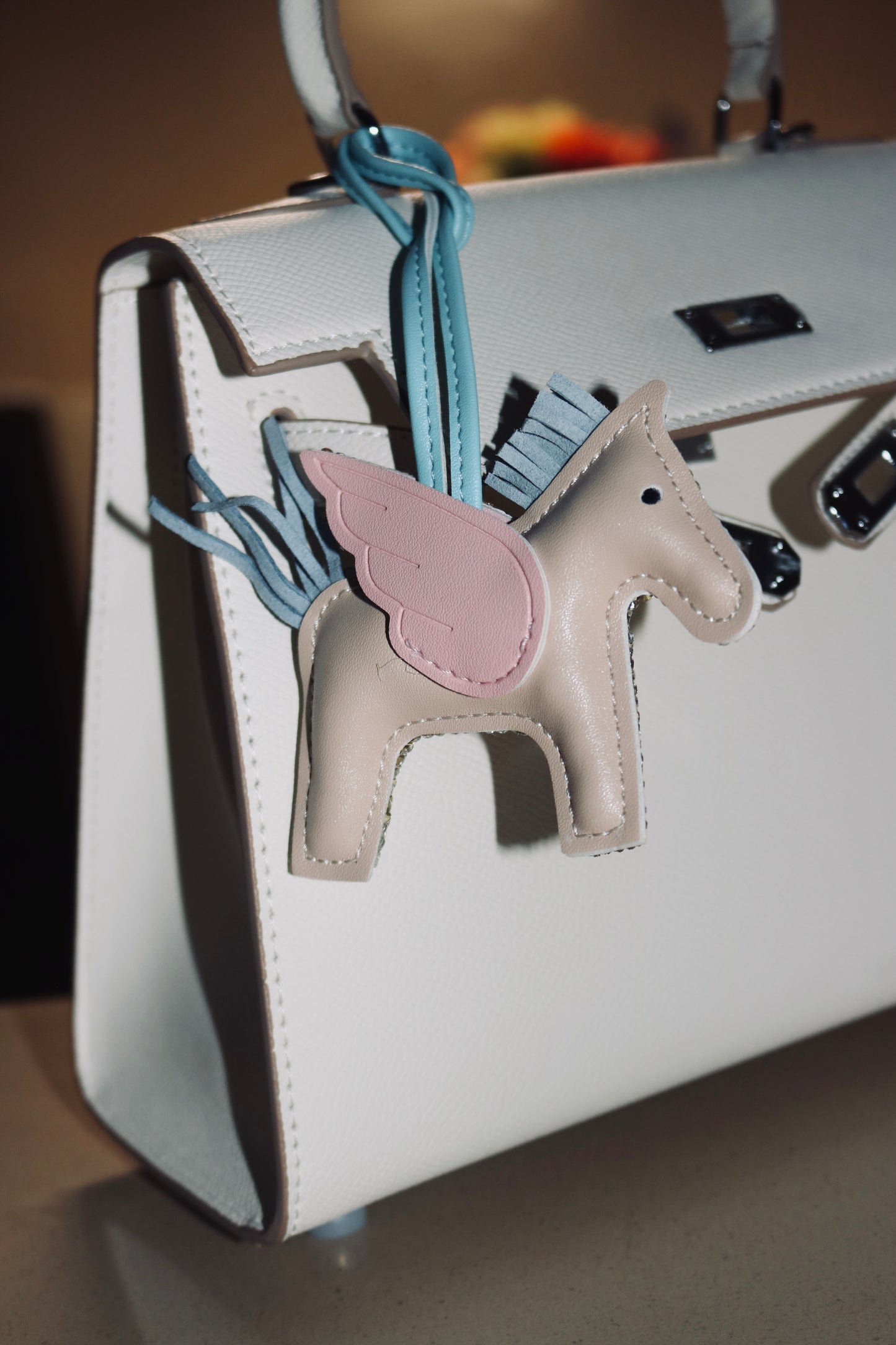 REVERSIBLE Pegasus Handbag Charm (Beige)