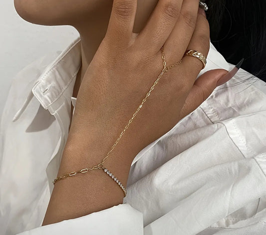 Gold Tennis Hand Chain (Tarnish Free)