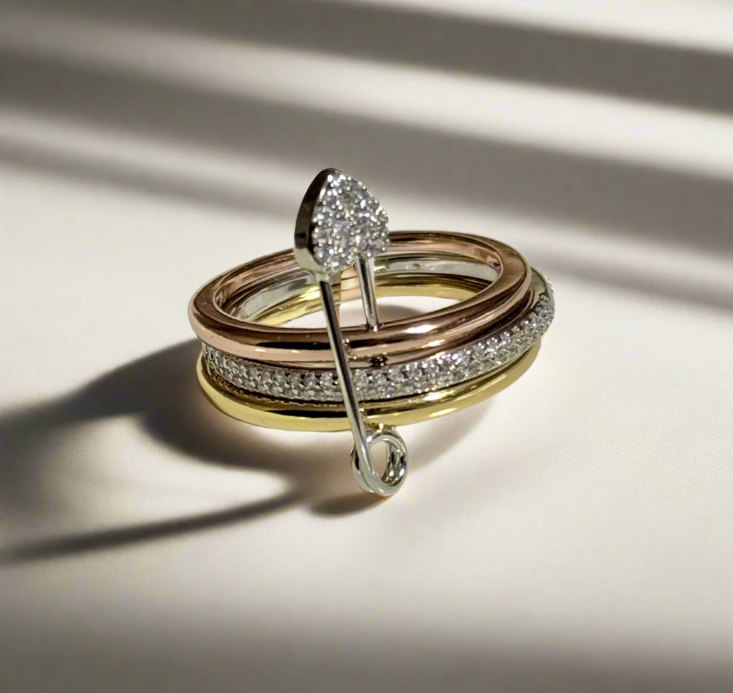 Three Tone Pin Ring (Tarnish Free)