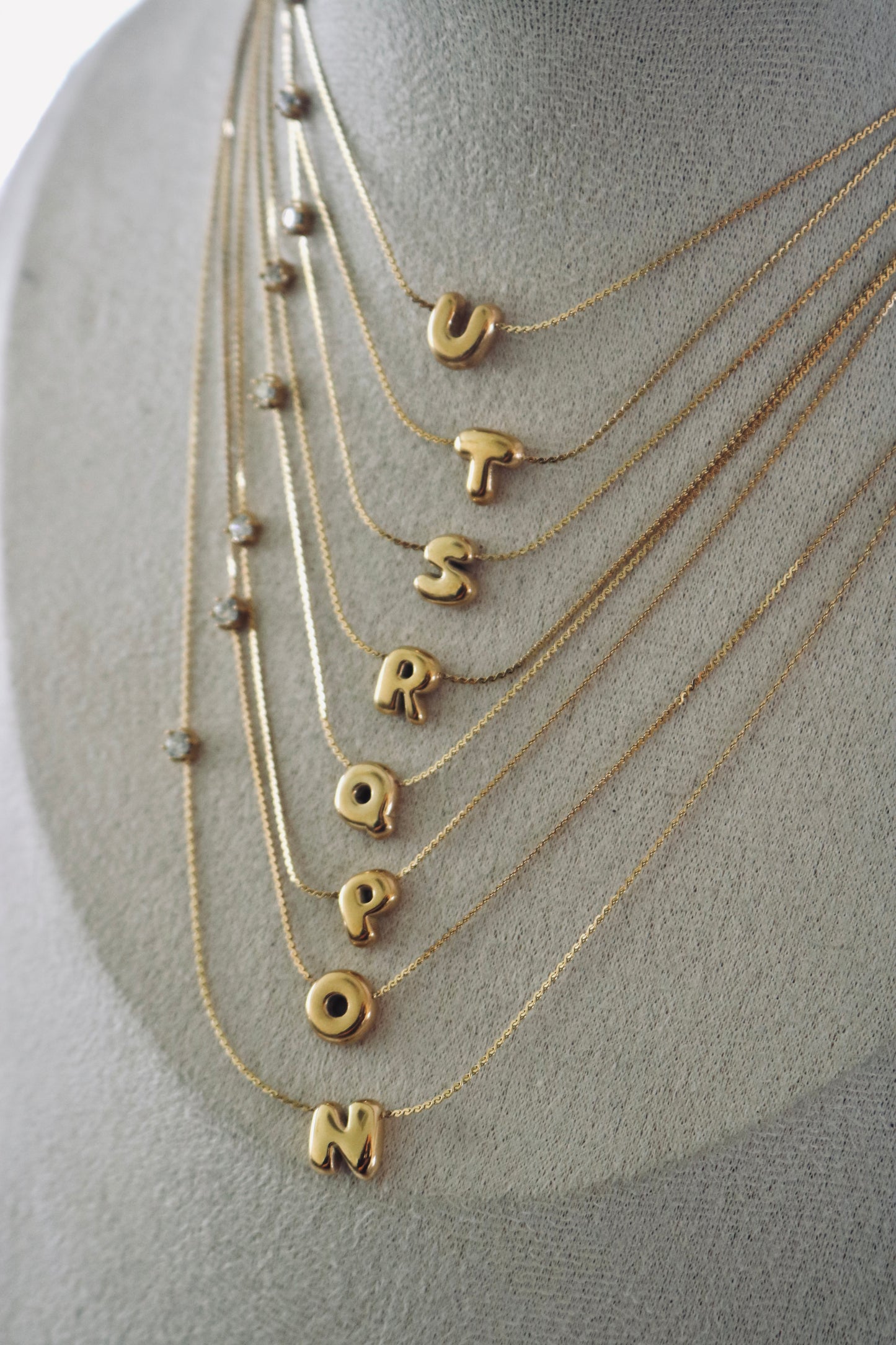 Alphabet Bubble Letter Necklaces (Tarnish Free)