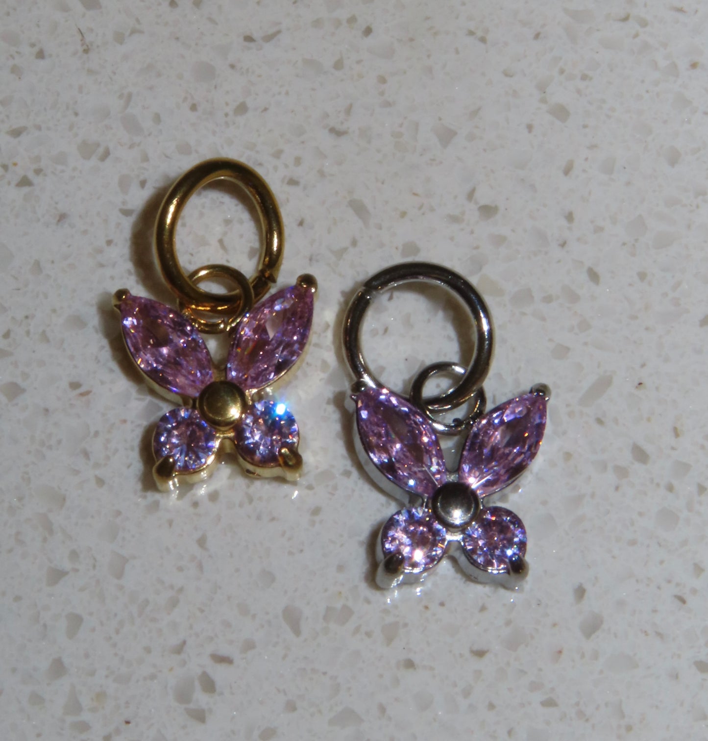 Pink Butterfly Stud Charm