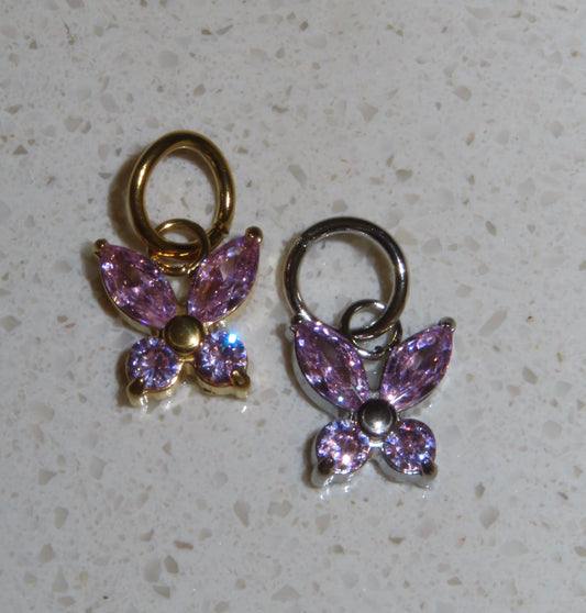 Pink Butterfly Stud Charm