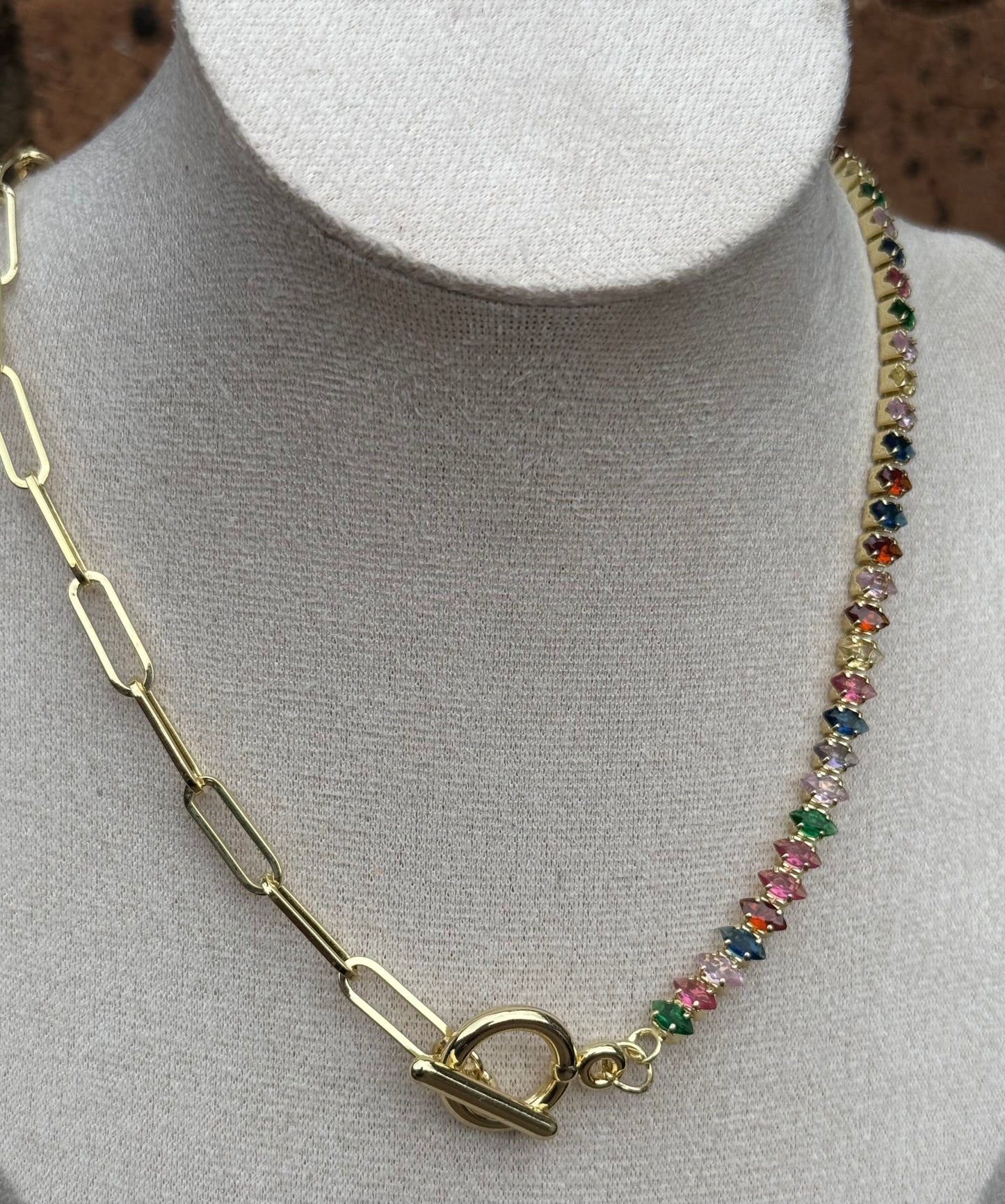Multi Half and Half Necklace (18K Plated, Tarnish Free)