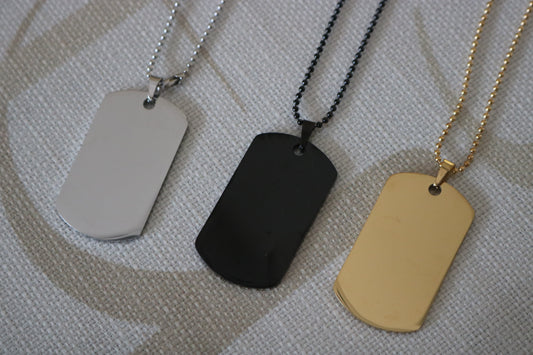 Dog Tag Necklace Engraving (Tarnish Free)