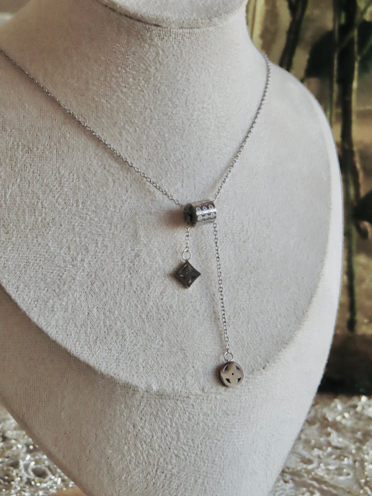 LV Barrel Drop Necklace (Tarnish Free)
