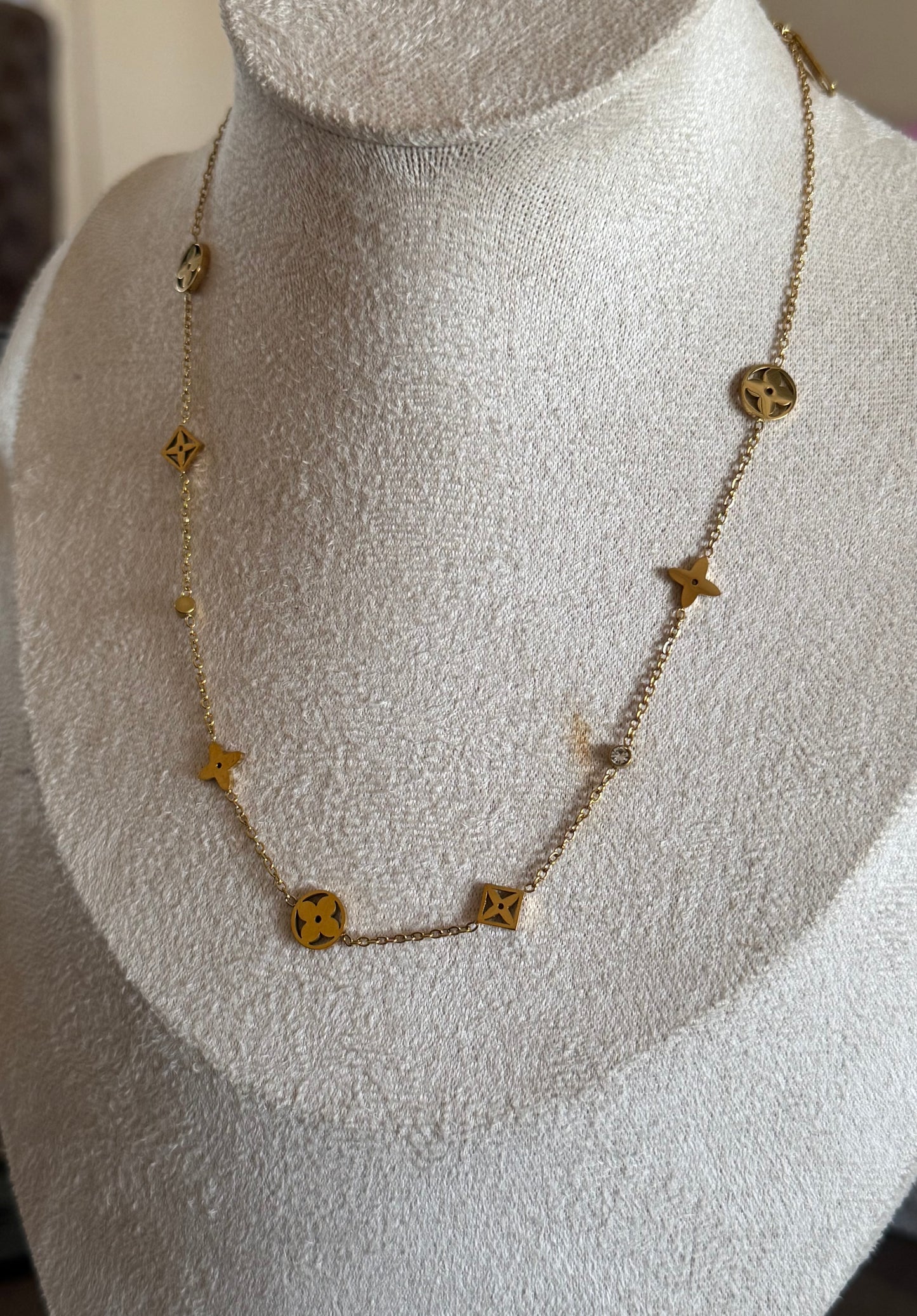 LV Stud Necklace (Tarnish Free)