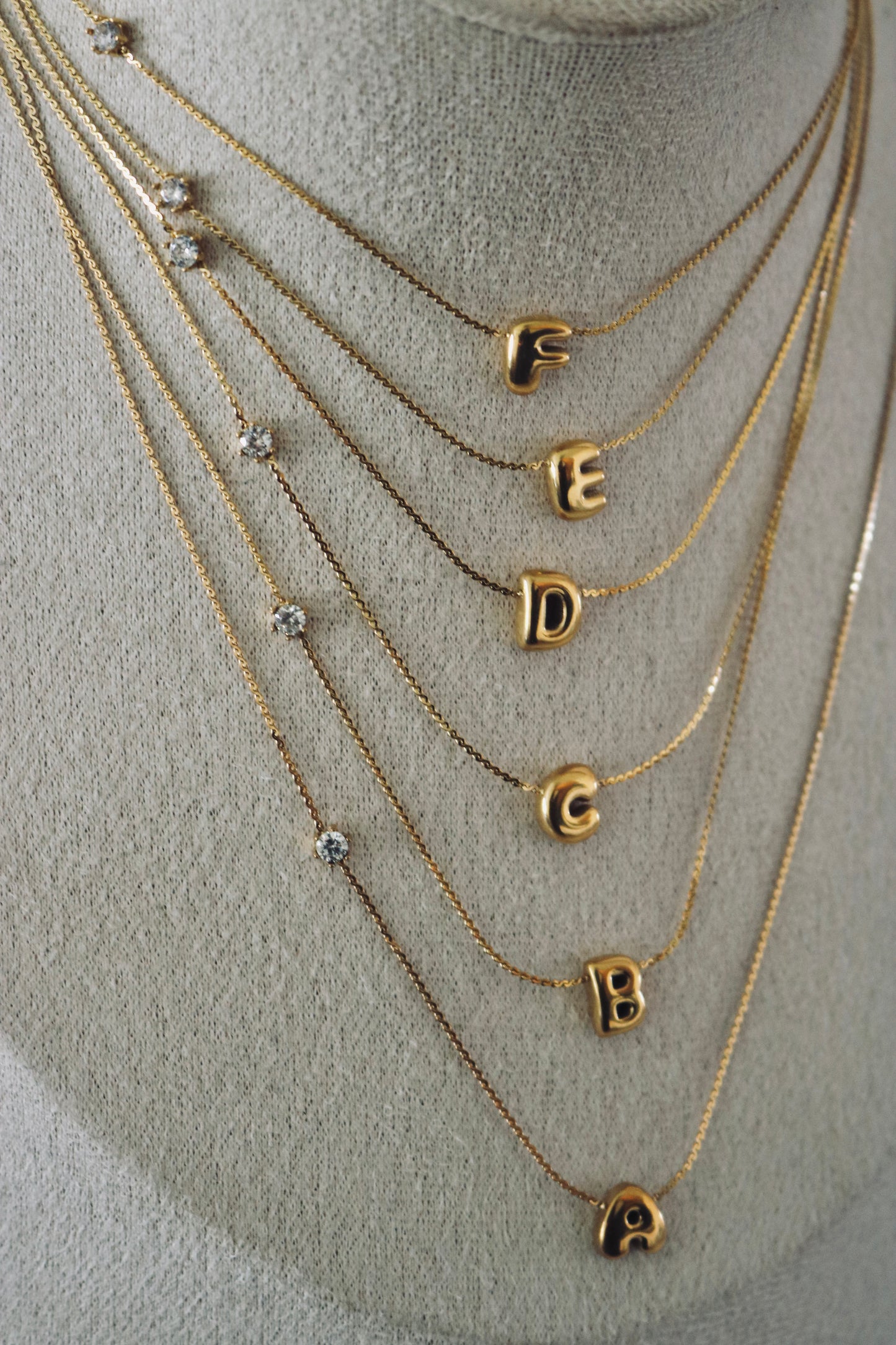 Alphabet Bubble Letter Necklaces (Tarnish Free)