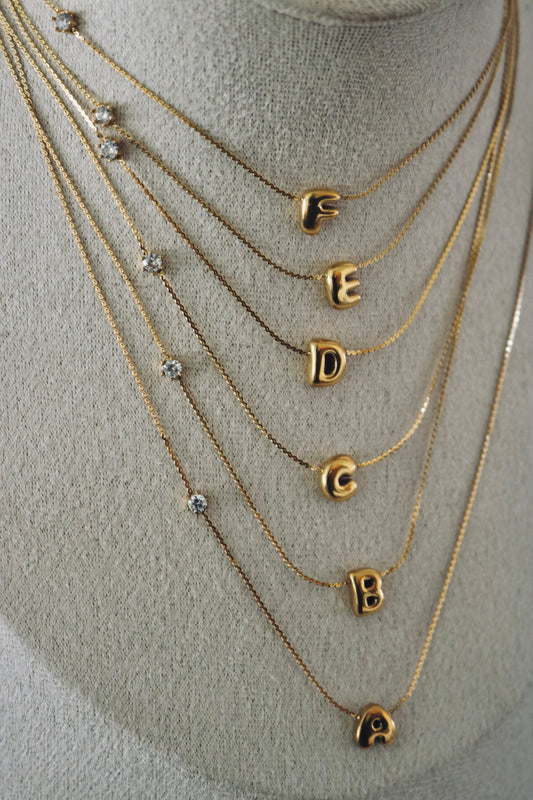 Alphabet Bubble Letter Necklaces (Tarnish Free)