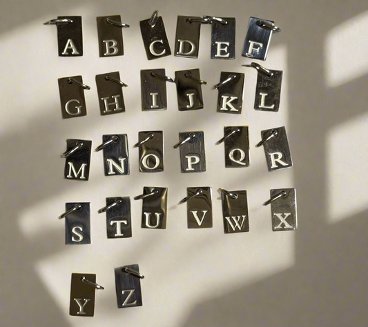 Silver Letter Tag Initial Charms