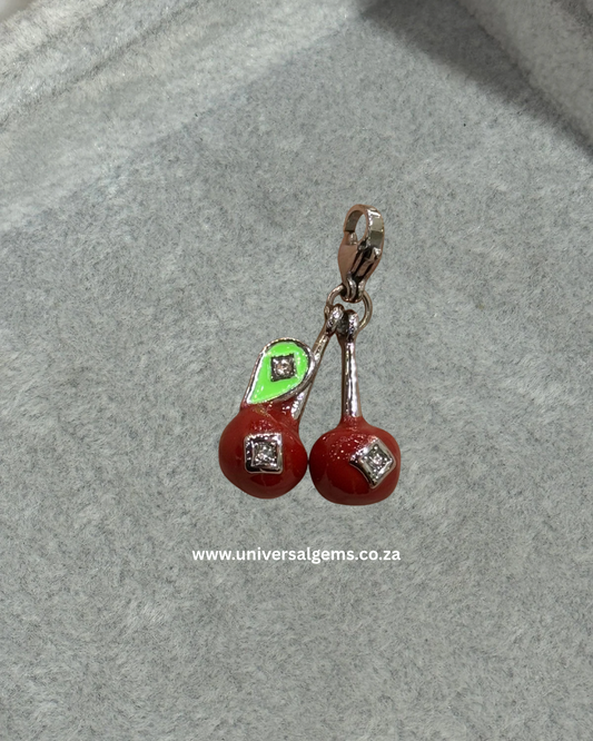 Silver Cherry Clip On