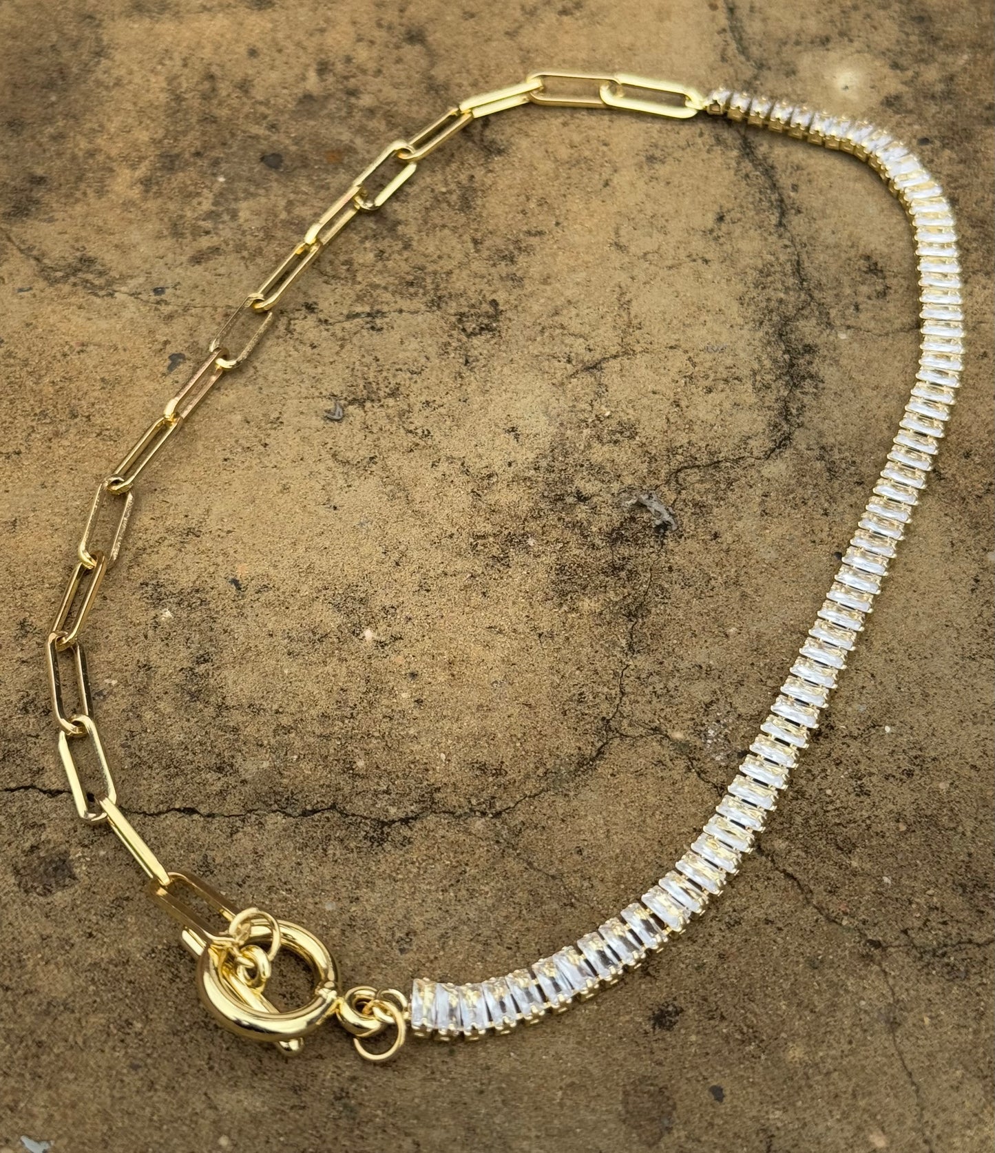 Silver Half and Half Necklace (18K Plated, Tarnish Free)