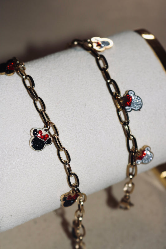 Minnie Mouse Charm Bracelet (Tarnish Free)