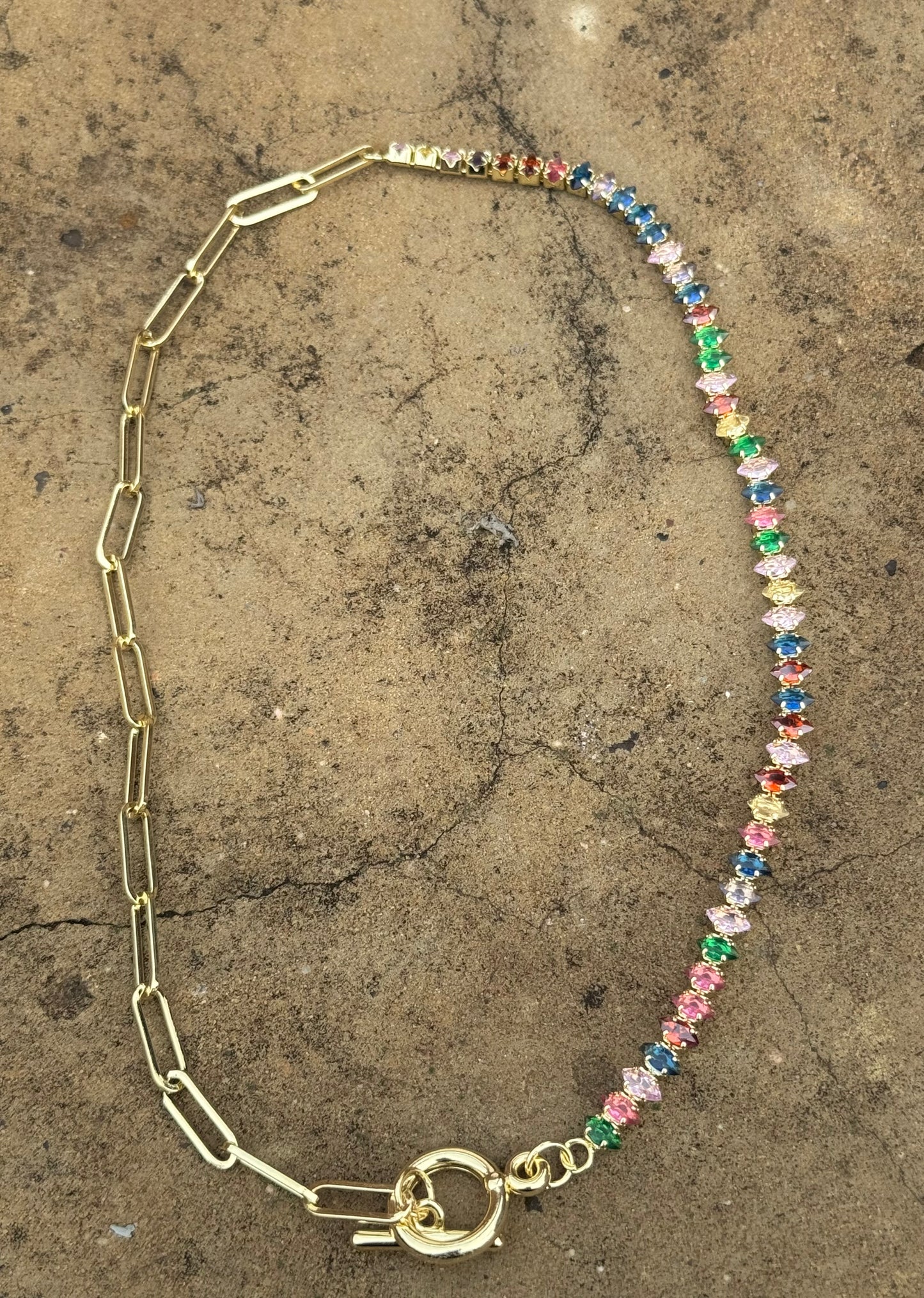 Multi Half and Half Necklace (18K Plated, Tarnish Free)