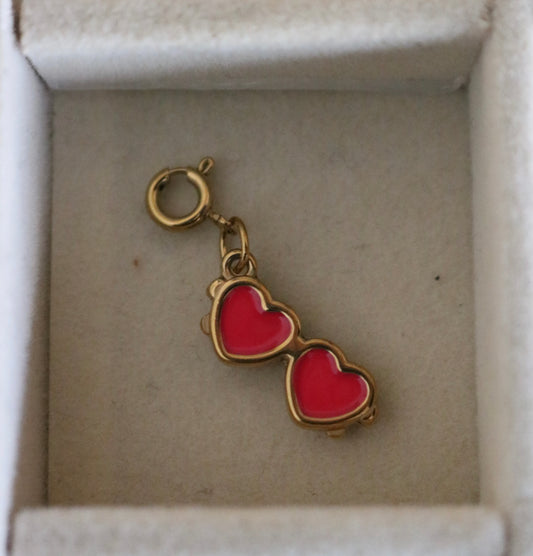 Pink Heart Sunglasses Clip On Charm