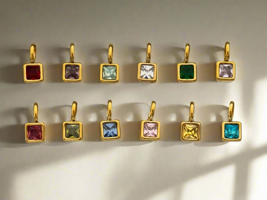 Square Birthstone Charms