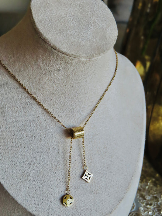 LV Barrel Drop Necklace (Tarnish Free)