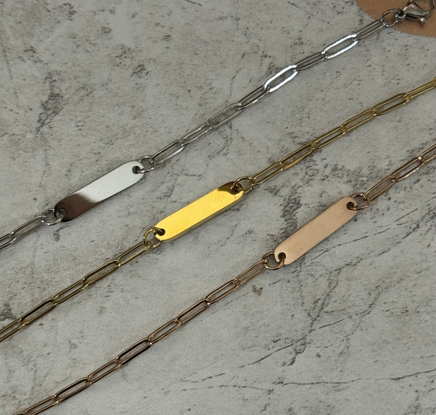 Engraving Paperclip Bracelet (Tarnish Free)