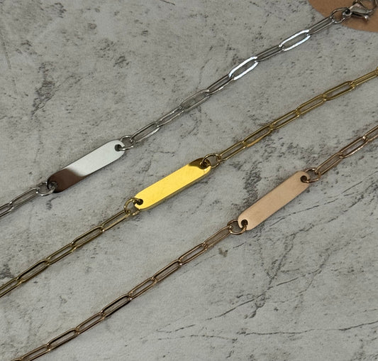 Engraving Paperclip Bracelet (Tarnish Free)