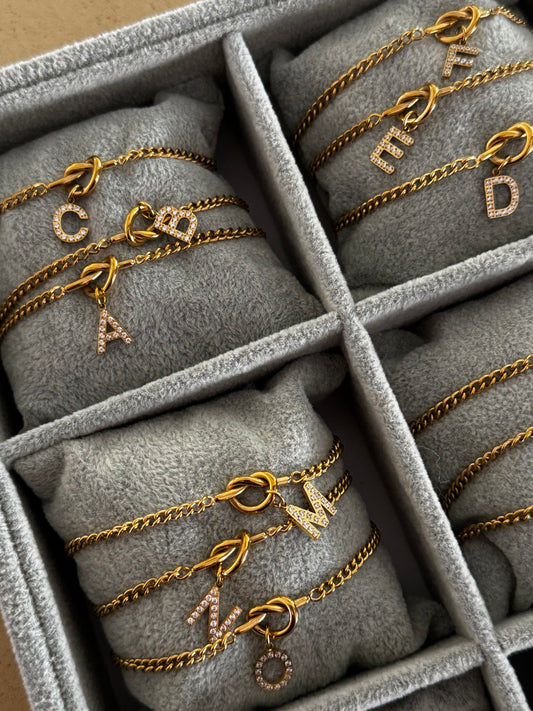 Knot Initial Bracelet (Tarnish Free)