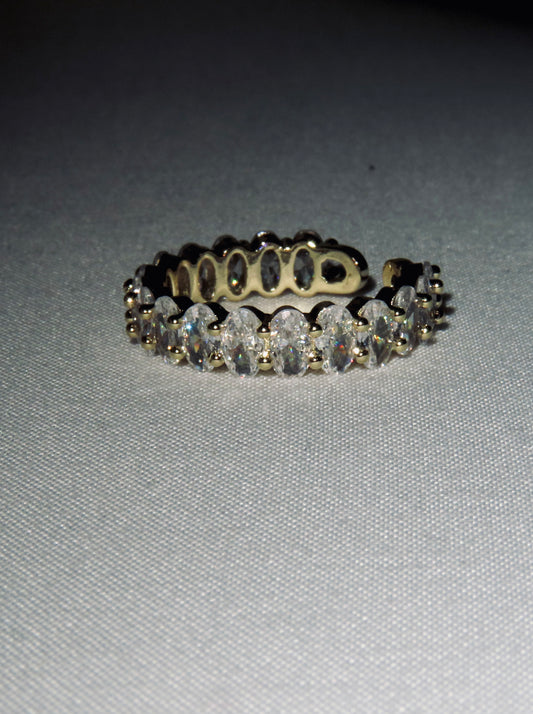 Oval Baguette Ring (Adjustable) (Tarnish Free)