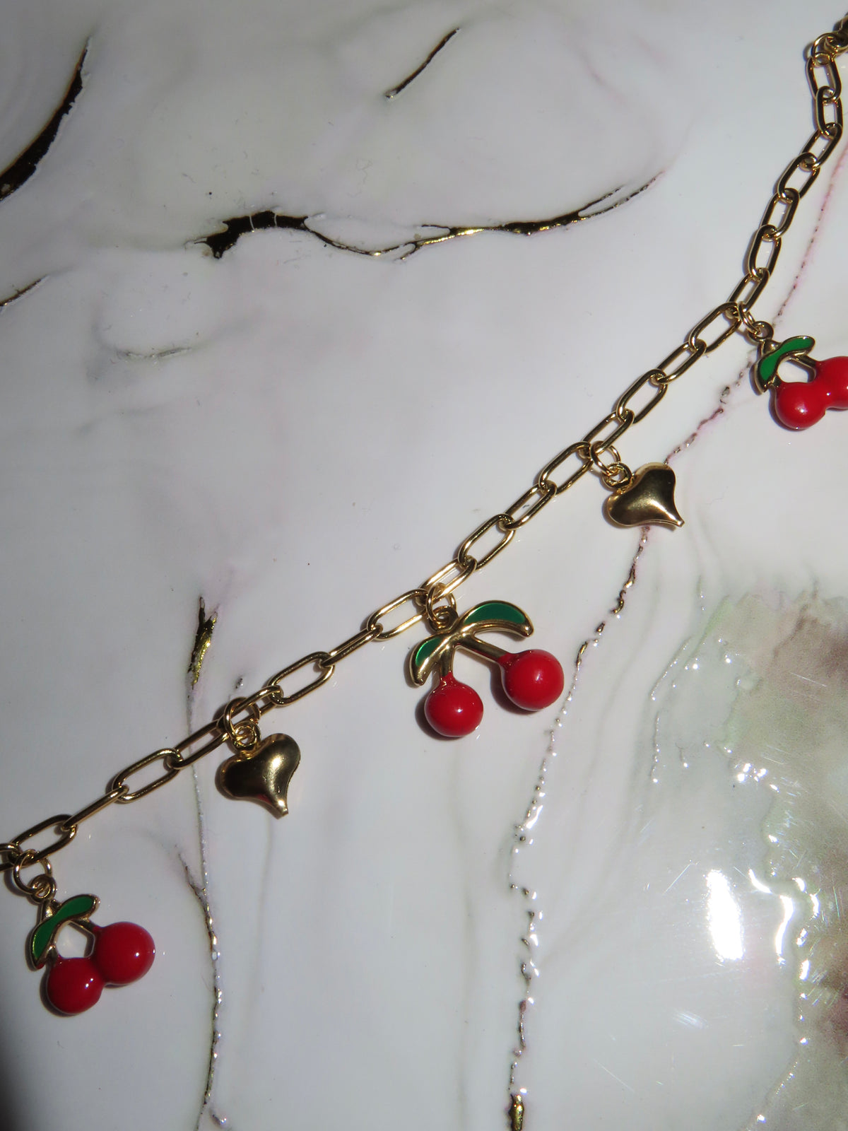 Cherry Charm Bracelet (Tarnish Free)