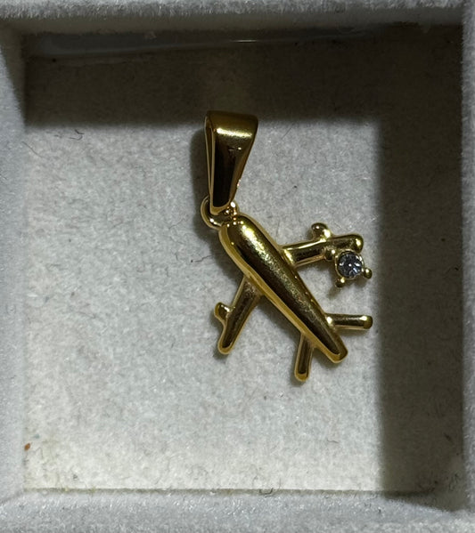 Gold Single Stud Aeroplane Charm