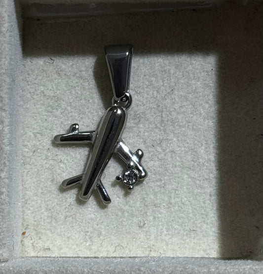 Silver Stud Aeroplane Charm