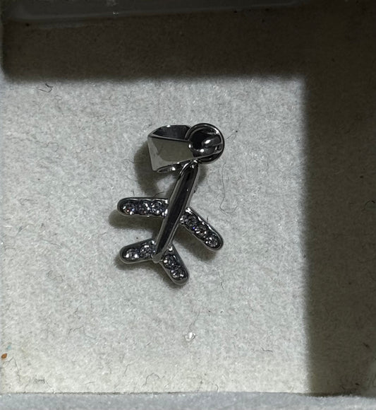 Silver Encrusted Plane Charm